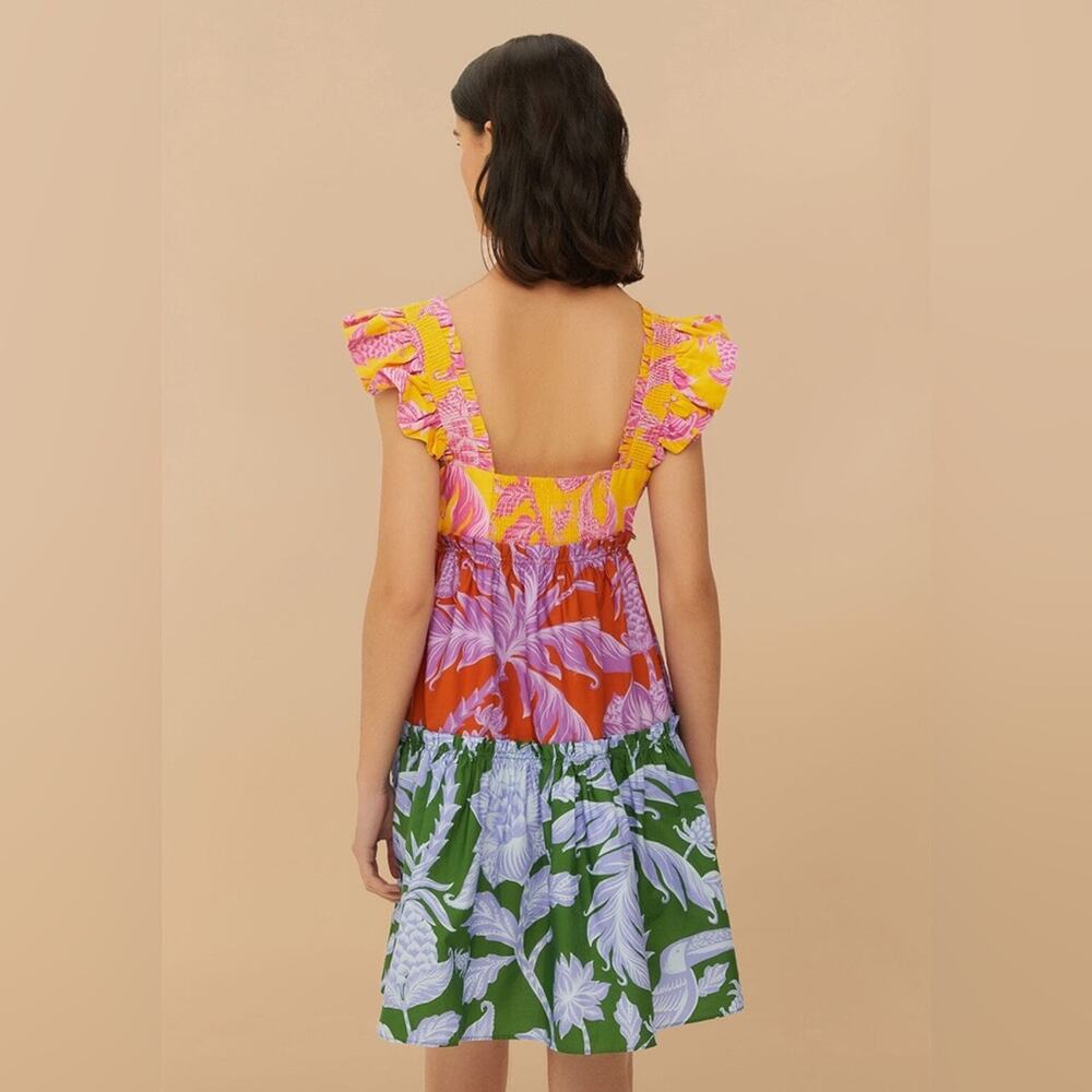 Farm Rio NEW Mixed Tropical Swing Mini Dress S - Picture 3 of 6
